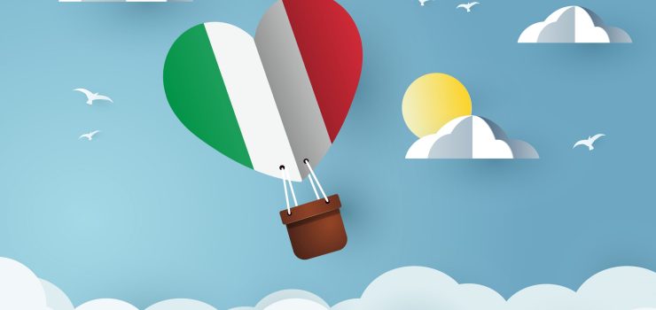 Heart air balloon with Flag of Italy for independence day or something similar